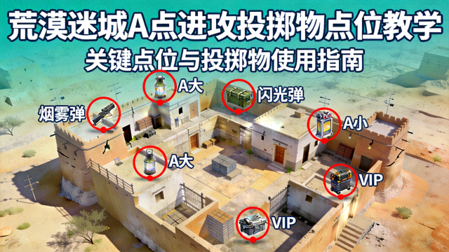 CSGO荒漠迷城A点进攻投掷物点位教学焦点图